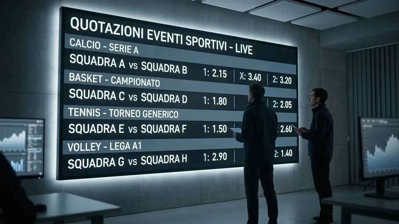 Tabellone con i coefficienti di una partita di beach volley su uno schermo